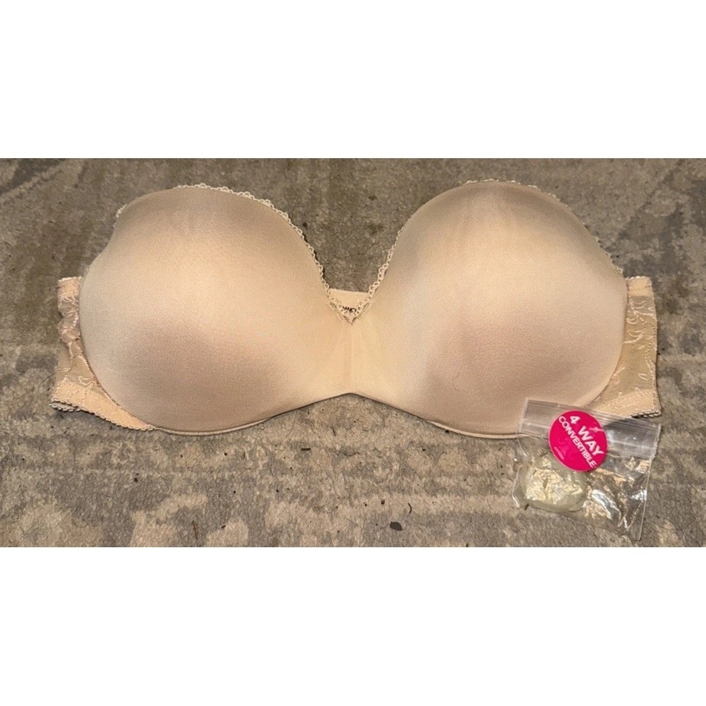 Lilly Of France Bra 36C T-Shirt Bra 2111121 Strapless with straps ‎ Beige New